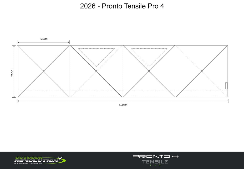 Outdoor Revolution Pronto Tensile Pro 4 Window  Windbreak (500 x 125cm)